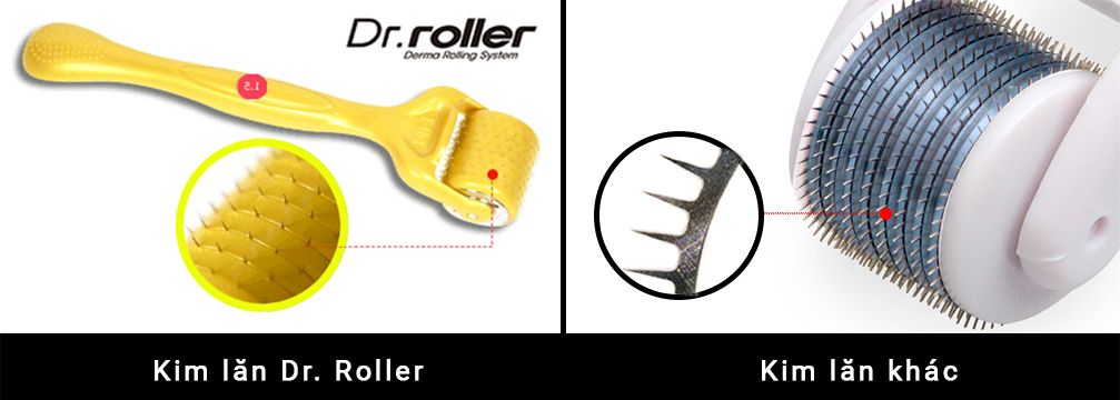 So sánh chất lượng đầu kim kim lăn Dr. Roller với kim lăn khác
