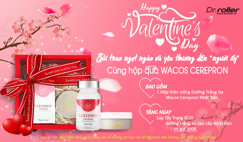 Set quà tặng đặc biệt Valentine Viên Uống Dưỡng Trắng Da Wacos Cerepron Nhật Bản